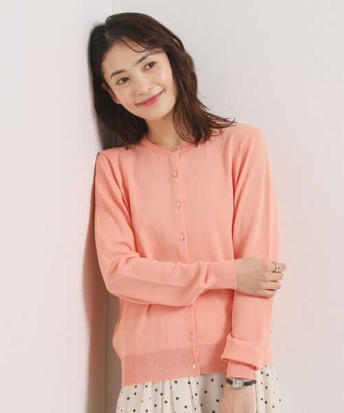 ITS'DEMO / イッツデモ カーディガン・ボレロ | 【UVカット／毛玉防止／手洗い可】クルーネックニットカーディガン（オレンジ(065)）