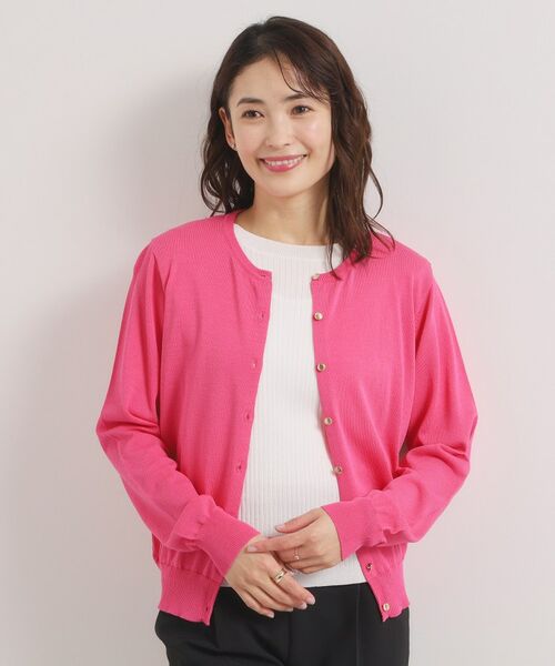 ITS'DEMO / イッツデモ カーディガン・ボレロ | 【UVカット／毛玉防止／手洗い可】クルーネックニットカーディガン（ピンク(073)）