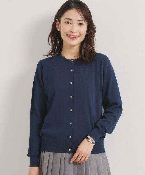 ITS'DEMO / イッツデモ カーディガン・ボレロ | 【UVカット／毛玉防止／手洗い可】クルーネックニットカーディガン（ネイビー(094)）