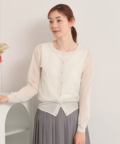 ITS'DEMO / イッツデモ カーディガン・ボレロ | 【手洗い可】ラメニットクルーネックカーディガン（オフホワイト(003)）