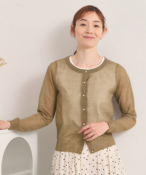 ITS'DEMO / イッツデモ カーディガン・ボレロ | 【手洗い可】ラメニットクルーネックカーディガン（モカブラウン(042)）