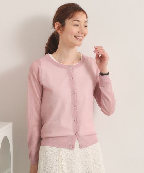 ITS'DEMO / イッツデモ カーディガン・ボレロ | 【手洗い可】ラメニットクルーネックカーディガン（ピンク(071)）