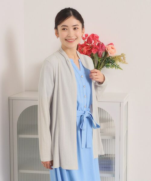 ITS'DEMO / イッツデモ カーディガン・ボレロ | シアーテレコ着流しカーディガン（ライトグレー(011)）