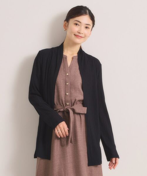 ITS'DEMO / イッツデモ カーディガン・ボレロ | シアーテレコ着流しカーディガン（ブラック(019)）