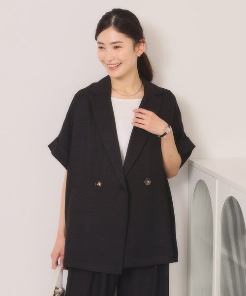 ITS'DEMO / イッツデモ テーラードジャケット | 【UVケア／接触冷感／吸水速乾／洗濯機OK】柔らかリネンライクジャケット（ブラック(019)）