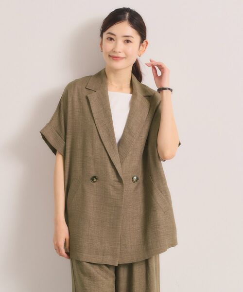 ITS'DEMO / イッツデモ テーラードジャケット | 【UVケア／接触冷感／吸水速乾／洗濯機OK】柔らかリネンライクジャケット（ブラウン(043)）