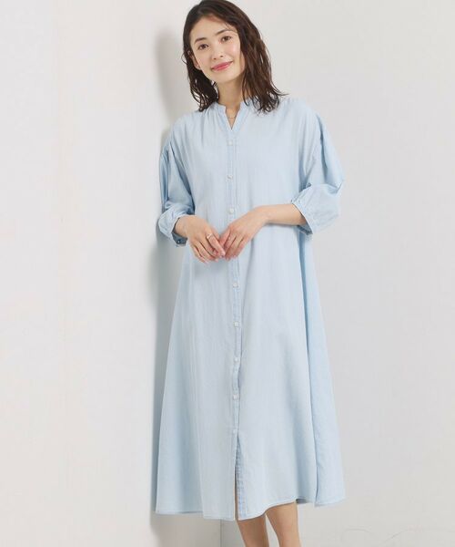 ITS'DEMO / イッツデモ ロング・マキシ丈ワンピース | 【洗濯機OK】シアーデニムワンピース（サックスブルー(090)）