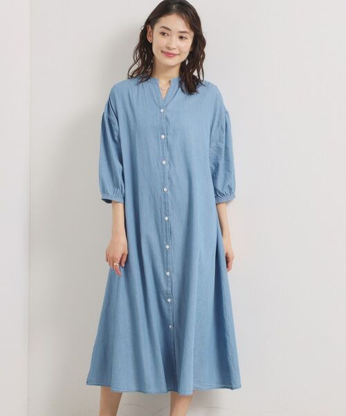 ITS'DEMO / イッツデモ ロング・マキシ丈ワンピース | 【洗濯機OK】シアーデニムワンピース（ブルー(092)）