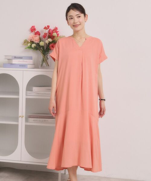 ITS'DEMO / イッツデモ ロング・マキシ丈ワンピース | リネン混ワンピース（オレンジ(065)）
