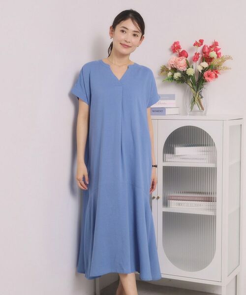ITS'DEMO / イッツデモ ロング・マキシ丈ワンピース | リネン混ワンピース（ブルー(092)）