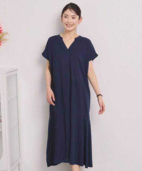 ITS'DEMO / イッツデモ ロング・マキシ丈ワンピース | リネン混ワンピース（ネイビー(094)）