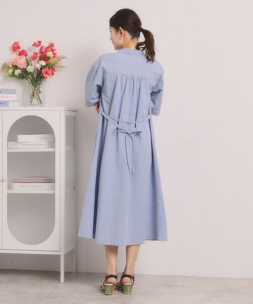 ITS'DEMO / イッツデモ ミニ丈・ひざ丈ワンピース | サッカーストライプ前開きワンピース | 詳細12