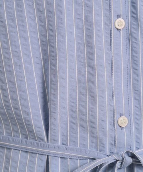 ITS'DEMO / イッツデモ ミニ丈・ひざ丈ワンピース | サッカーストライプ前開きワンピース | 詳細13