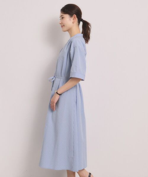 ITS'DEMO / イッツデモ ミニ丈・ひざ丈ワンピース | サッカーストライプ前開きワンピース | 詳細15