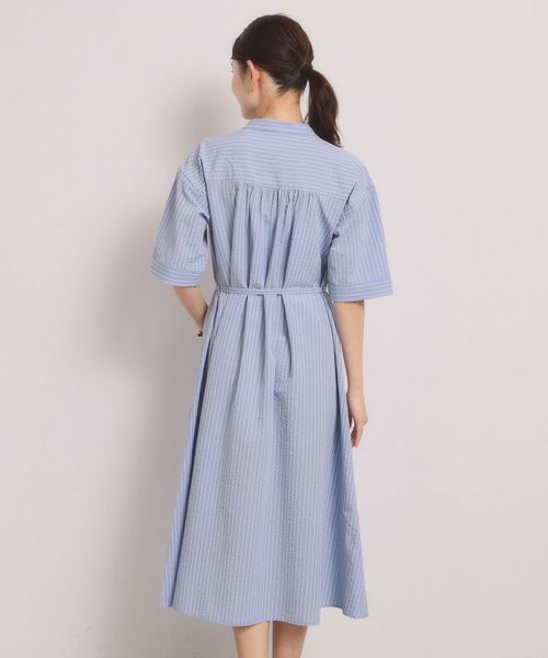 ITS'DEMO / イッツデモ ミニ丈・ひざ丈ワンピース | サッカーストライプ前開きワンピース | 詳細16