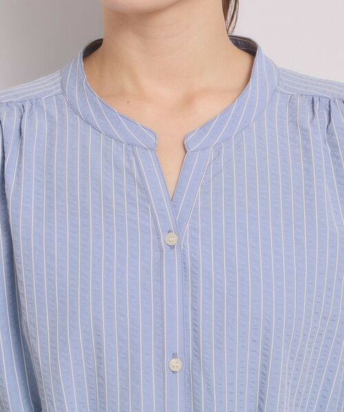 ITS'DEMO / イッツデモ ミニ丈・ひざ丈ワンピース | サッカーストライプ前開きワンピース | 詳細17