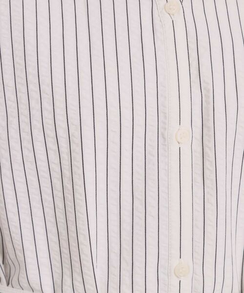 ITS'DEMO / イッツデモ ミニ丈・ひざ丈ワンピース | サッカーストライプ前開きワンピース | 詳細4