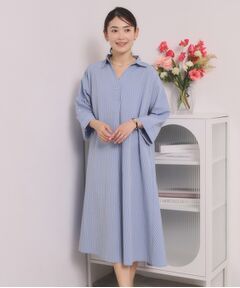 ITS'DEMO / イッツデモ ミニ丈・ひざ丈ワンピース | 【手洗い可】サッカーストライプスキッパーワンピース