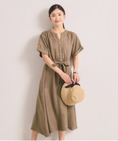 ITS'DEMO / イッツデモ ミニ丈・ひざ丈ワンピース | 【UVケア／イージーケア／洗濯機OK】柔らかリネンライクワンピース
