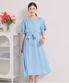 ITS'DEMO / イッツデモ ミニ丈・ひざ丈ワンピース | 【UVケア／イージーケア／洗濯機OK】柔らかリネンライクワンピース