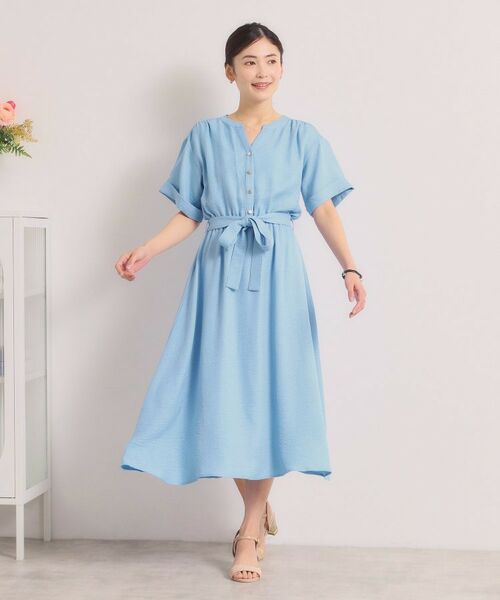 ITS'DEMO / イッツデモ ミニ丈・ひざ丈ワンピース | 【UVケア／イージーケア／洗濯機OK】柔らかリネンライクワンピース | 詳細10