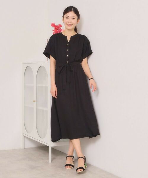 ITS'DEMO / イッツデモ ミニ丈・ひざ丈ワンピース | 【UVケア／イージーケア／洗濯機OK】柔らかリネンライクワンピース | 詳細2