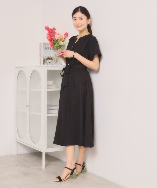 ITS'DEMO / イッツデモ ミニ丈・ひざ丈ワンピース | 【UVケア／イージーケア／洗濯機OK】柔らかリネンライクワンピース | 詳細3