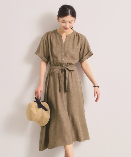 ITS'DEMO / イッツデモ ミニ丈・ひざ丈ワンピース | 【UVケア／イージーケア／洗濯機OK】柔らかリネンライクワンピース | 詳細5