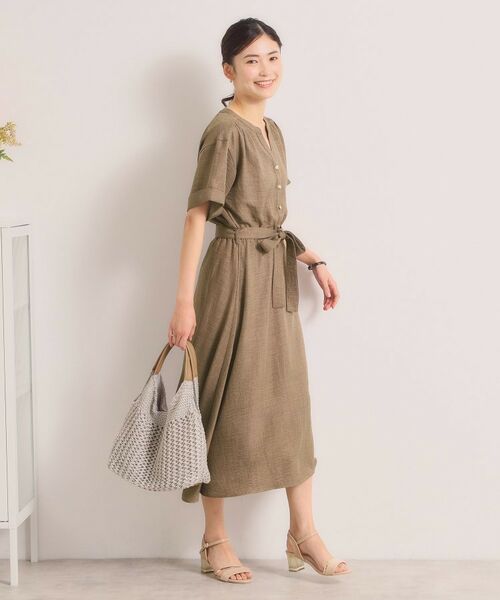 ITS'DEMO / イッツデモ ミニ丈・ひざ丈ワンピース | 【UVケア／イージーケア／洗濯機OK】柔らかリネンライクワンピース | 詳細6