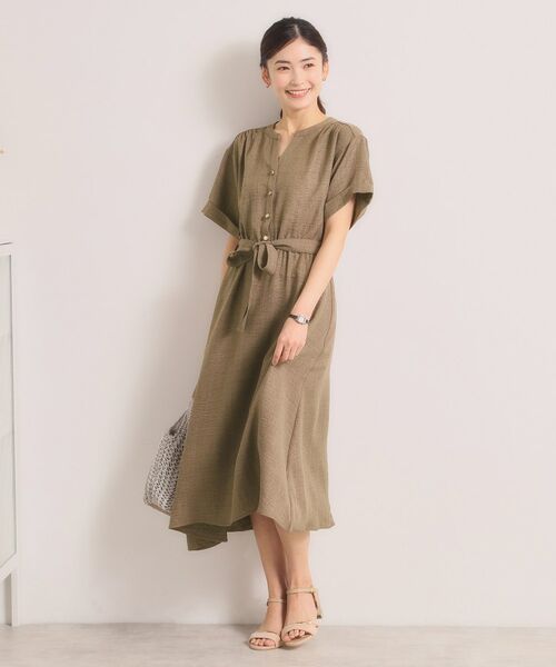 ITS'DEMO / イッツデモ ミニ丈・ひざ丈ワンピース | 【UVケア／イージーケア／洗濯機OK】柔らかリネンライクワンピース | 詳細7