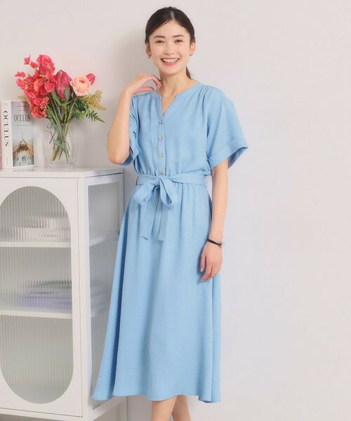ITS'DEMO / イッツデモ ミニ丈・ひざ丈ワンピース | 【UVケア／イージーケア／洗濯機OK】柔らかリネンライクワンピース | 詳細9