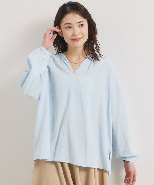 ITS'DEMO / イッツデモ シャツ・ブラウス | 【洗濯機OK】シアーデニムスキッパーブラウス（サックスブルー(090)）