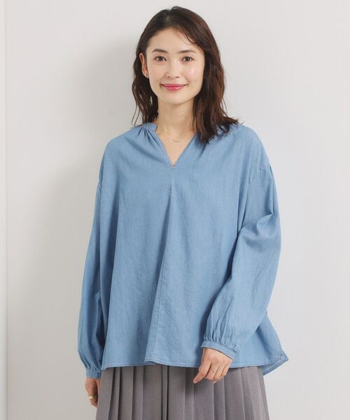 ITS'DEMO / イッツデモ シャツ・ブラウス | 【洗濯機OK】シアーデニムスキッパーブラウス（ブルー(092)）