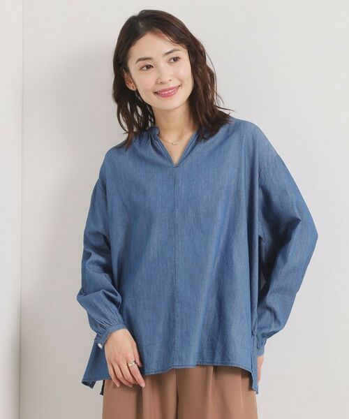 ITS'DEMO / イッツデモ シャツ・ブラウス | 【洗濯機OK】シアーデニムスキッパーブラウス（ネイビー(094)）