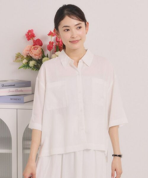 ITS'DEMO / イッツデモ シャツ・ブラウス | 【手洗い可／セットアップ可】リネン混ポケット付きシャツ | 詳細1