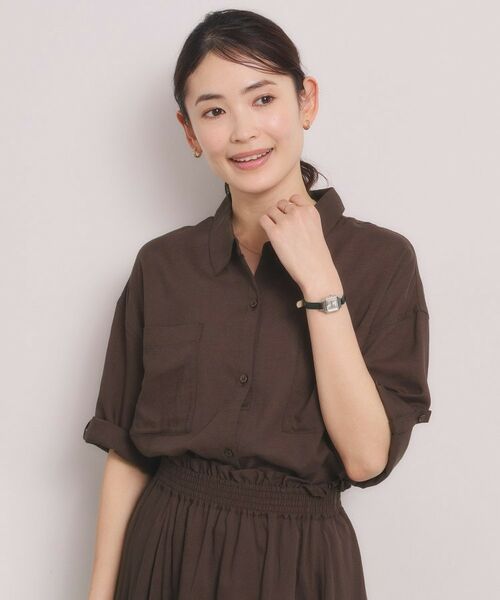 ITS'DEMO / イッツデモ シャツ・ブラウス | 【手洗い可／セットアップ可】リネン混ポケット付きシャツ（ブラウン(044)）