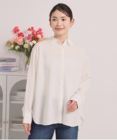 【手洗い可】リネン混ベーシックシャツ