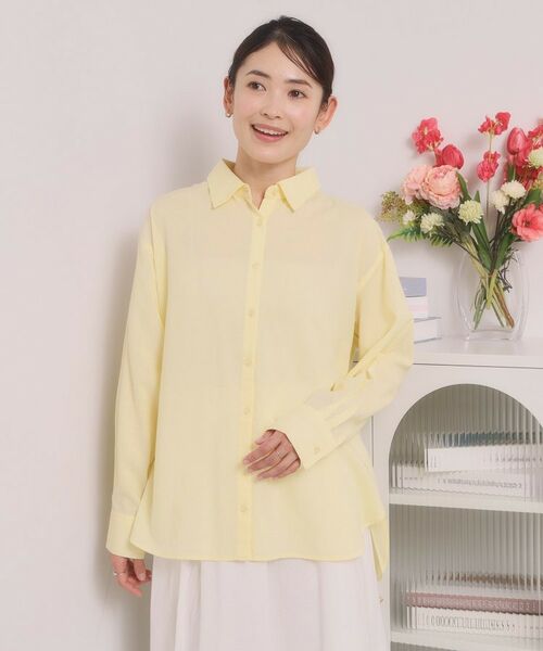 ITS'DEMO / イッツデモ シャツ・ブラウス | 【手洗い可】リネン混ベーシックシャツ（ライトイエロー(030)）