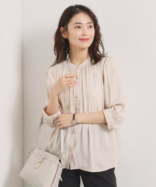 ITS'DEMO / イッツデモ シャツ・ブラウス | 【手洗い可】サテン7分袖ブラウス（アイボリー(004)）