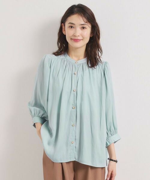 ITS'DEMO / イッツデモ シャツ・ブラウス | 【手洗い可】サテン7分袖ブラウス（ミントグリーン(021)）