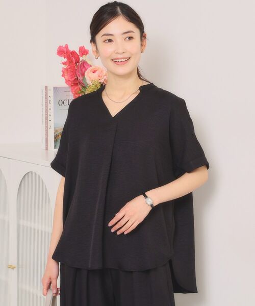 ITS'DEMO / イッツデモ シャツ・ブラウス | 柔らかリネンライクスキッパーブラウス（ブラック(019)）