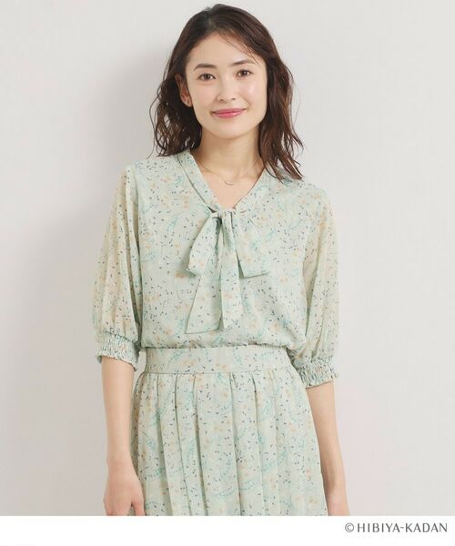 ITS'DEMO / イッツデモ シャツ・ブラウス | 【ITS’DEMO × HIBIYA－KADAN】ドビーリボンブラウス（ライトグリーン(120)）