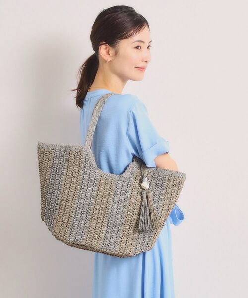 ITS'DEMO / イッツデモ トートバッグ | 雑材ストーンタッセルトート | 詳細1