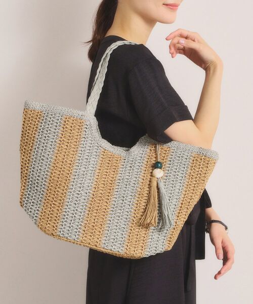 ITS'DEMO / イッツデモ トートバッグ | 雑材ストーンタッセルトート（ミントグリーン(321)）
