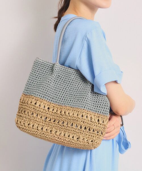 ITS'DEMO / イッツデモ トートバッグ | 雑材コード編みコンビトート（グレー(012)）