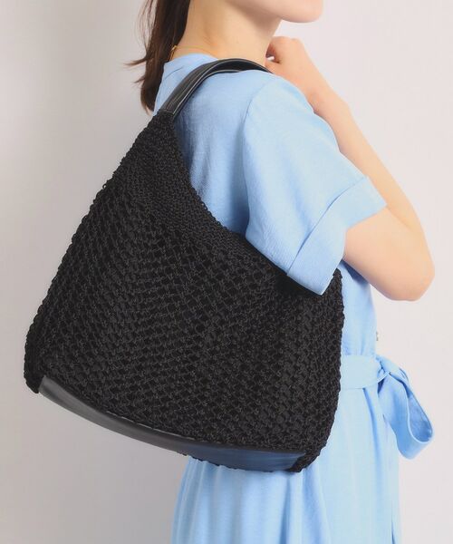 ITS'DEMO / イッツデモ トートバッグ | 雑材コード編みラウンドトート（ブラック(019)）