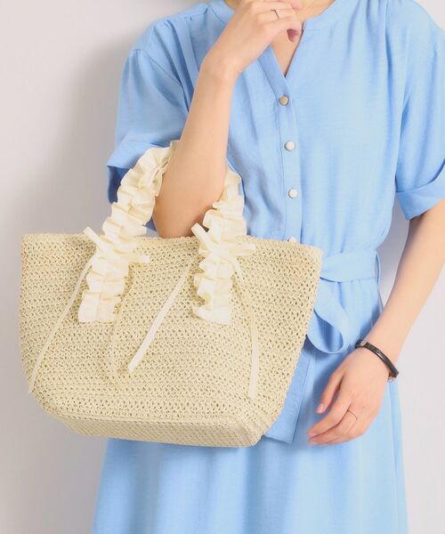 ITS'DEMO / イッツデモ トートバッグ | 雑材フリルハンドルトート（アイボリー(004)）