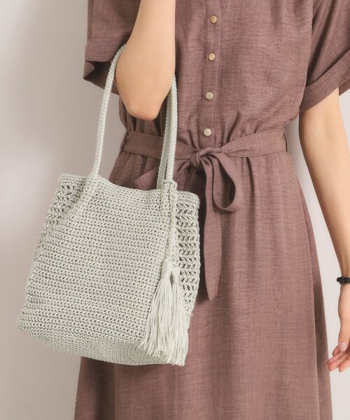 ITS'DEMO / イッツデモ トートバッグ | 雑材コード編みタッセルトート（シルバー(006)）