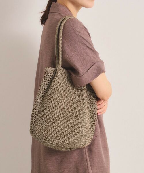 ITS'DEMO / イッツデモ トートバッグ | 雑材コード編みタッセルトート（グレージュ(050)）