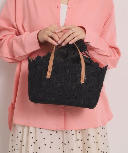 ITS'DEMO / イッツデモ トートバッグ | レース2WAYトート（ブラック(019)）